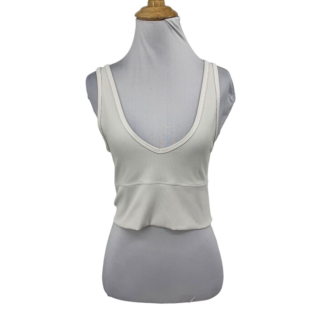 Lululemon Cropped Top Womens 6 White Reversible 2 Way Plunge V Neck Scoop Neck